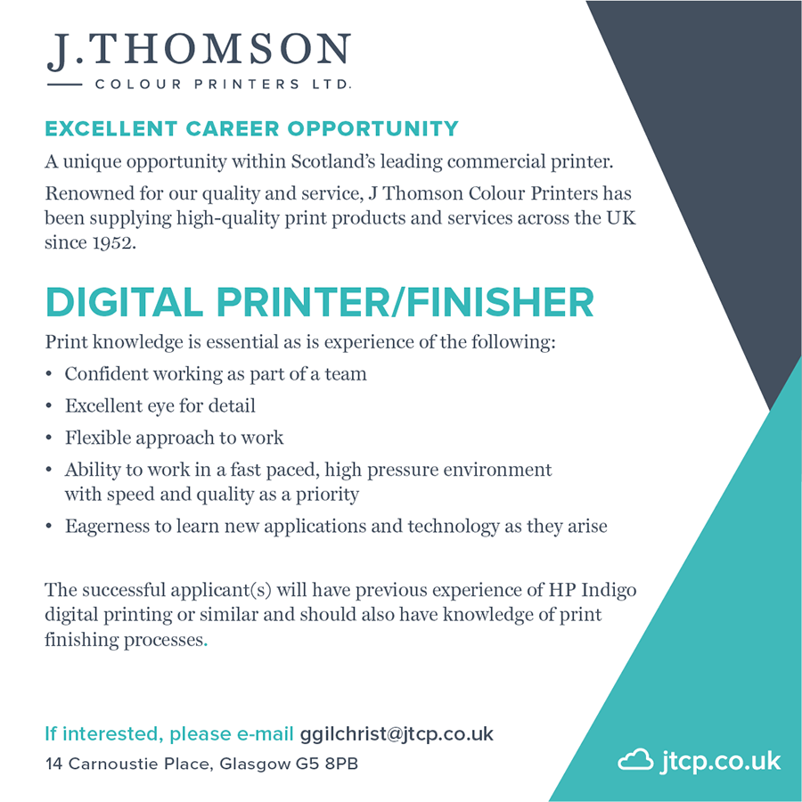 career opportunity Digital Printer November 2023